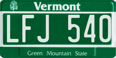 VT license plate LFJ540