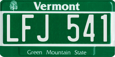 VT license plate LFJ541