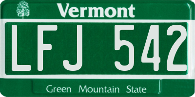 VT license plate LFJ542