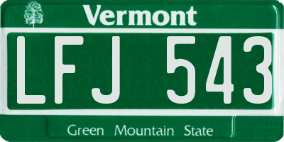 VT license plate LFJ543
