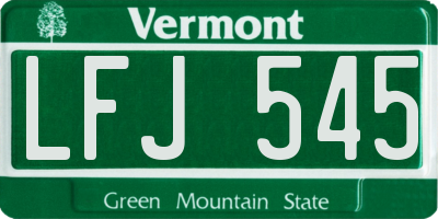 VT license plate LFJ545