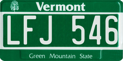 VT license plate LFJ546