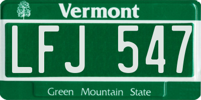VT license plate LFJ547