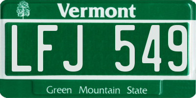 VT license plate LFJ549