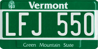 VT license plate LFJ550