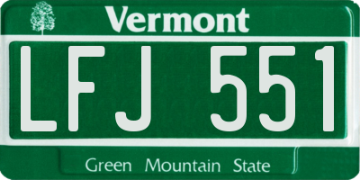 VT license plate LFJ551