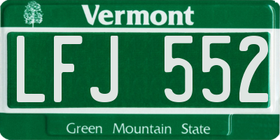 VT license plate LFJ552