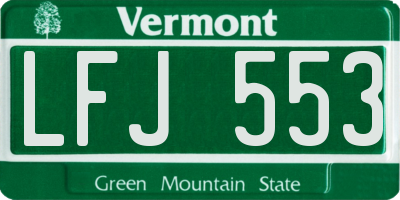 VT license plate LFJ553