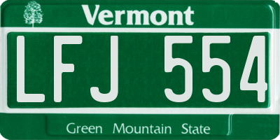 VT license plate LFJ554