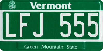 VT license plate LFJ555