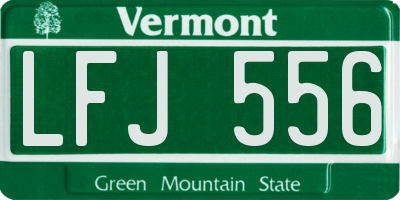 VT license plate LFJ556