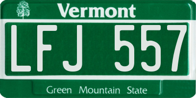 VT license plate LFJ557