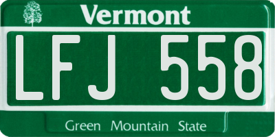 VT license plate LFJ558