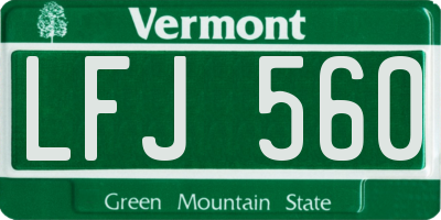 VT license plate LFJ560
