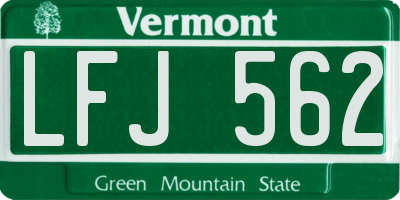 VT license plate LFJ562