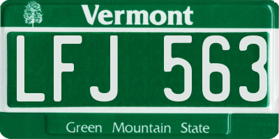 VT license plate LFJ563