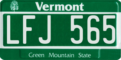 VT license plate LFJ565