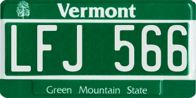 VT license plate LFJ566