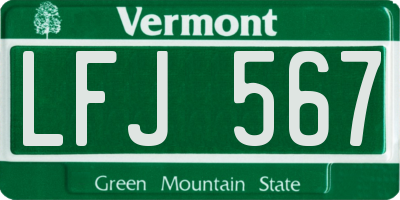 VT license plate LFJ567