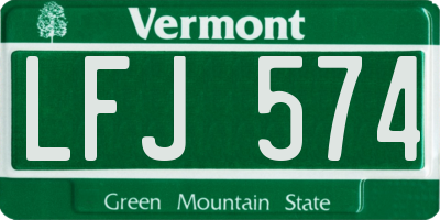 VT license plate LFJ574
