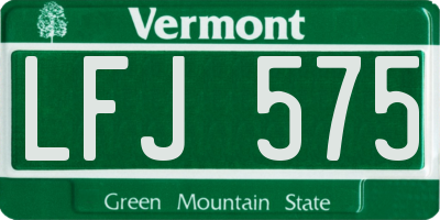 VT license plate LFJ575