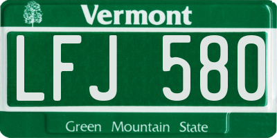 VT license plate LFJ580