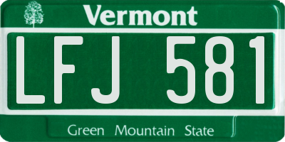 VT license plate LFJ581