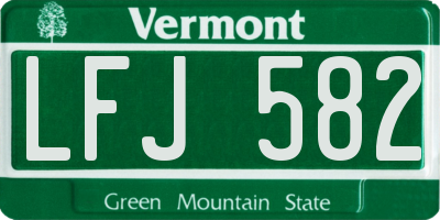 VT license plate LFJ582