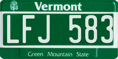 VT license plate LFJ583