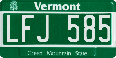 VT license plate LFJ585