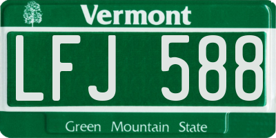 VT license plate LFJ588