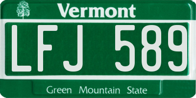 VT license plate LFJ589