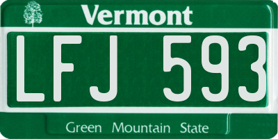 VT license plate LFJ593