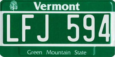 VT license plate LFJ594