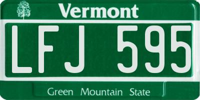 VT license plate LFJ595