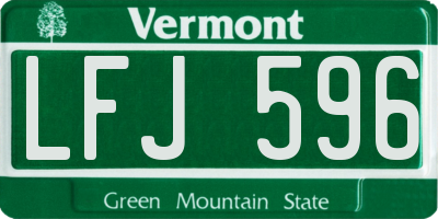 VT license plate LFJ596
