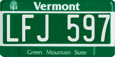 VT license plate LFJ597