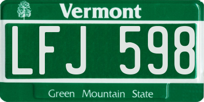 VT license plate LFJ598