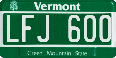 VT license plate LFJ600