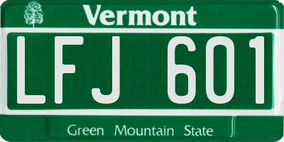 VT license plate LFJ601