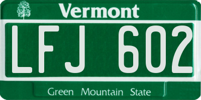 VT license plate LFJ602