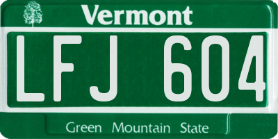 VT license plate LFJ604