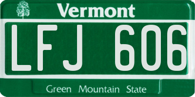 VT license plate LFJ606