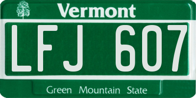 VT license plate LFJ607