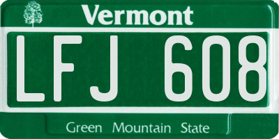 VT license plate LFJ608