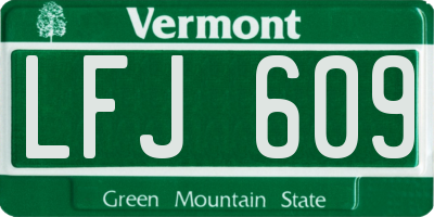 VT license plate LFJ609