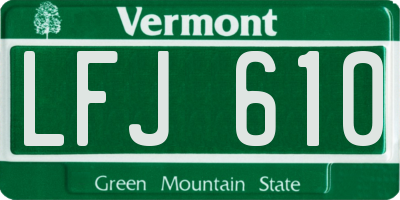 VT license plate LFJ610