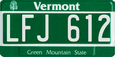 VT license plate LFJ612