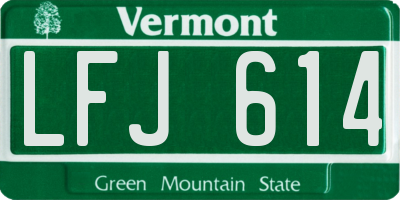 VT license plate LFJ614