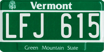 VT license plate LFJ615